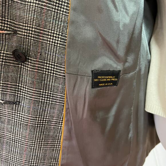 Vintage 70s Regent for Wallachs Wool Glen Plaid Double Breasted Blazer Womens 10 - Picture 10 of 10